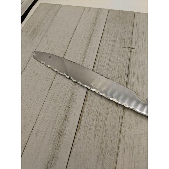 Vegetable Utility All Purpose Carving Slicing Knife Serrated 2 Prongs Japan 12" - Picture 7 of 7